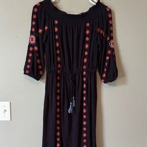 Vintage styled Embroidered Blue and Red Women's Dress